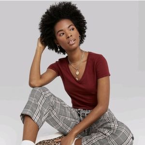 Wild Fable™ Cropped T-shirt Maroon Small